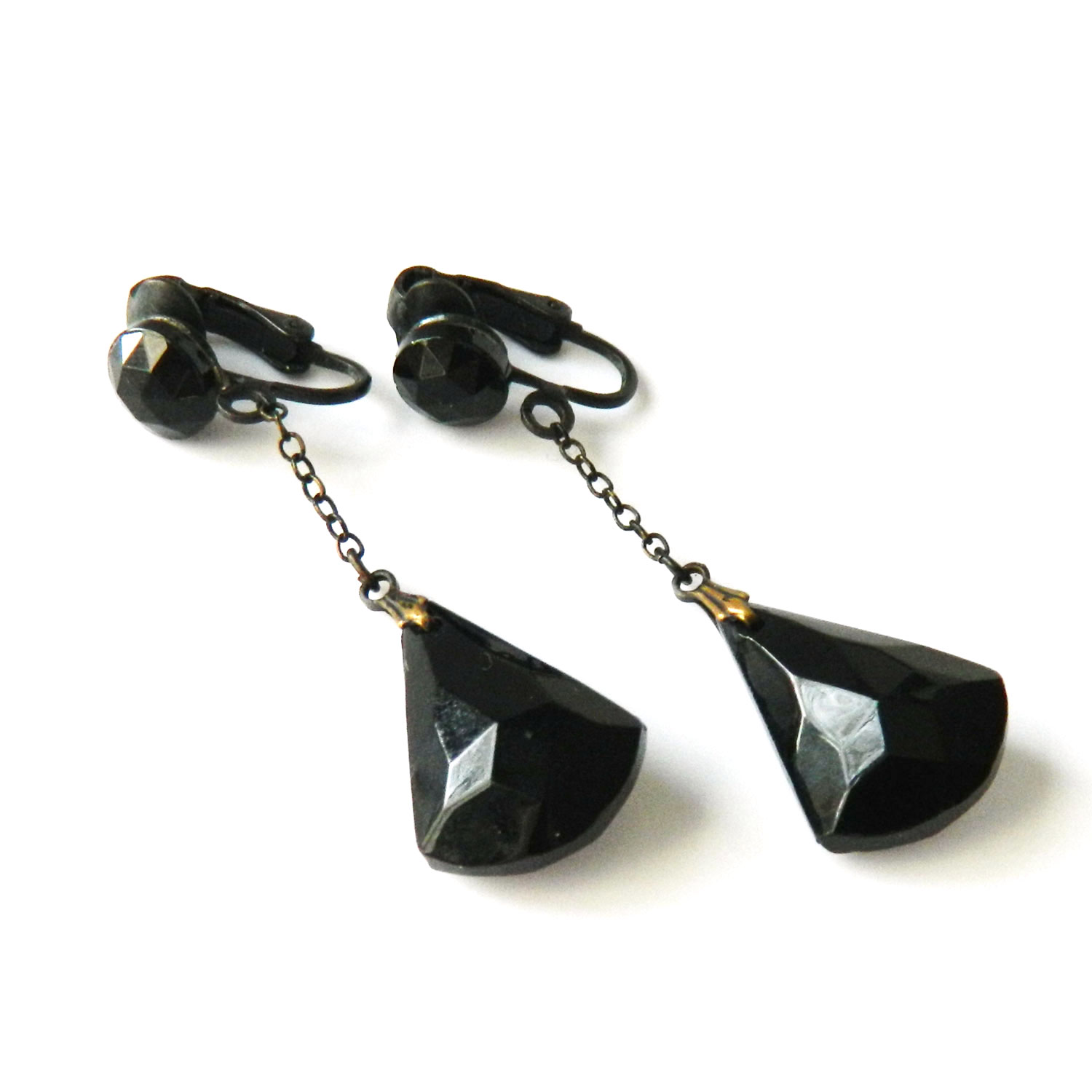 Black rhinestone drop earrings