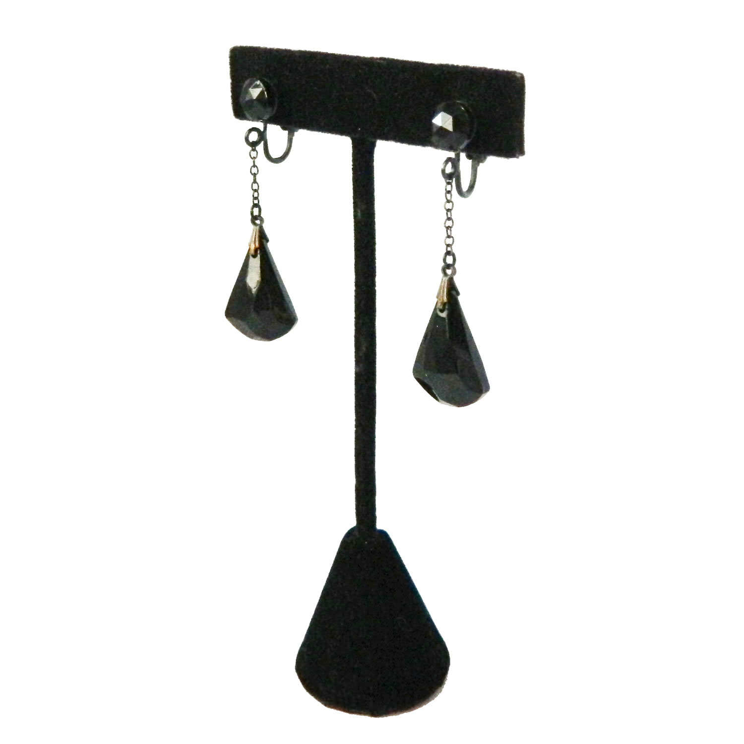 Black glass drop earrings