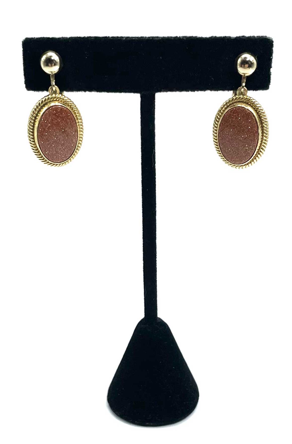 1950s goldstone drop earrings