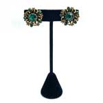 Coro green rhinestone earrings