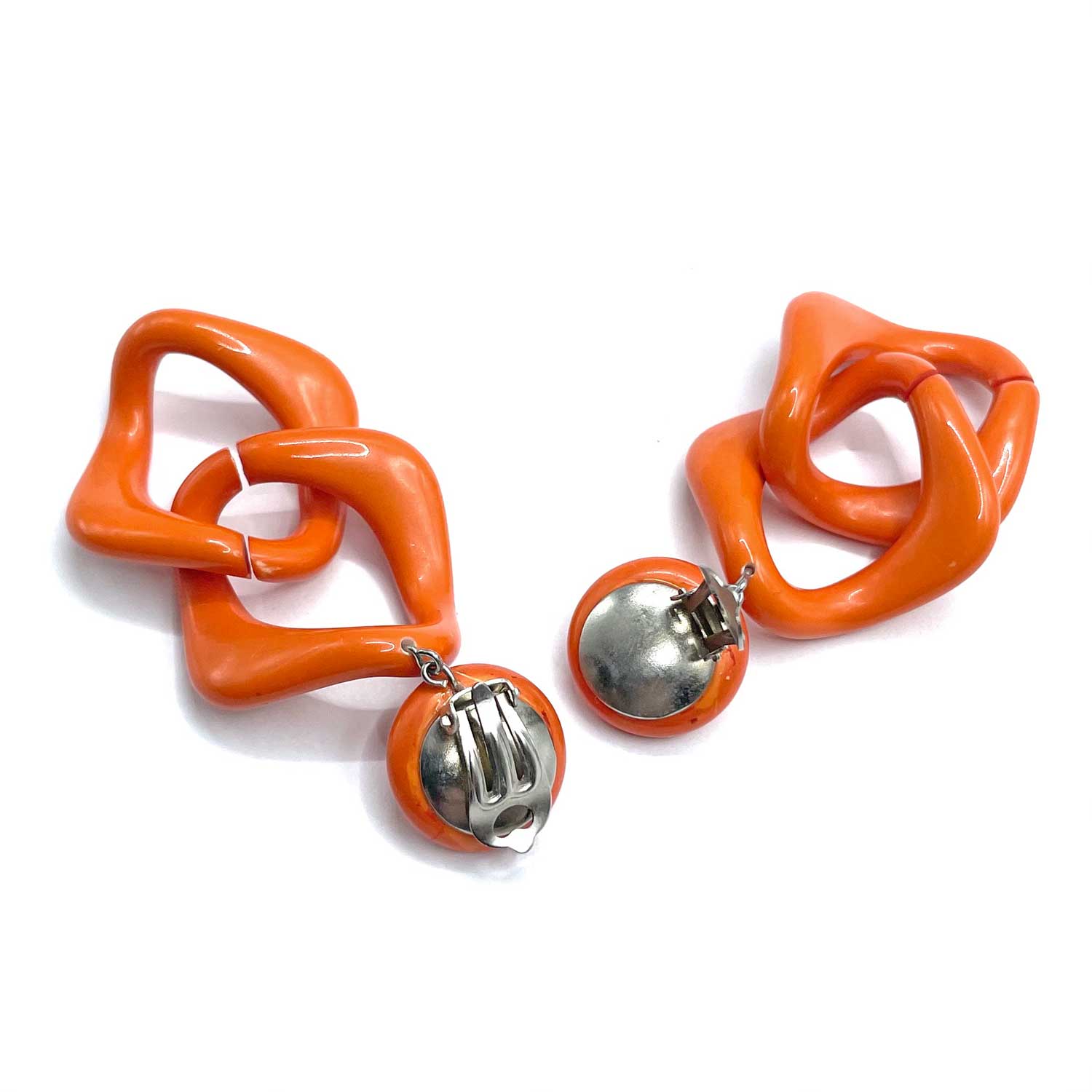 Orange rhinestone drop earrings