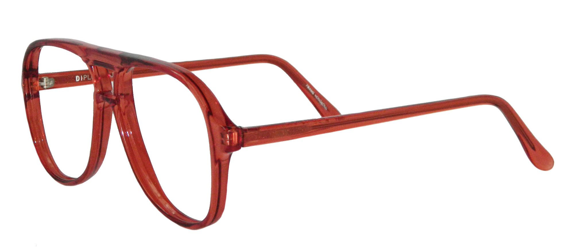 Reddish aviator style eyeglass frames