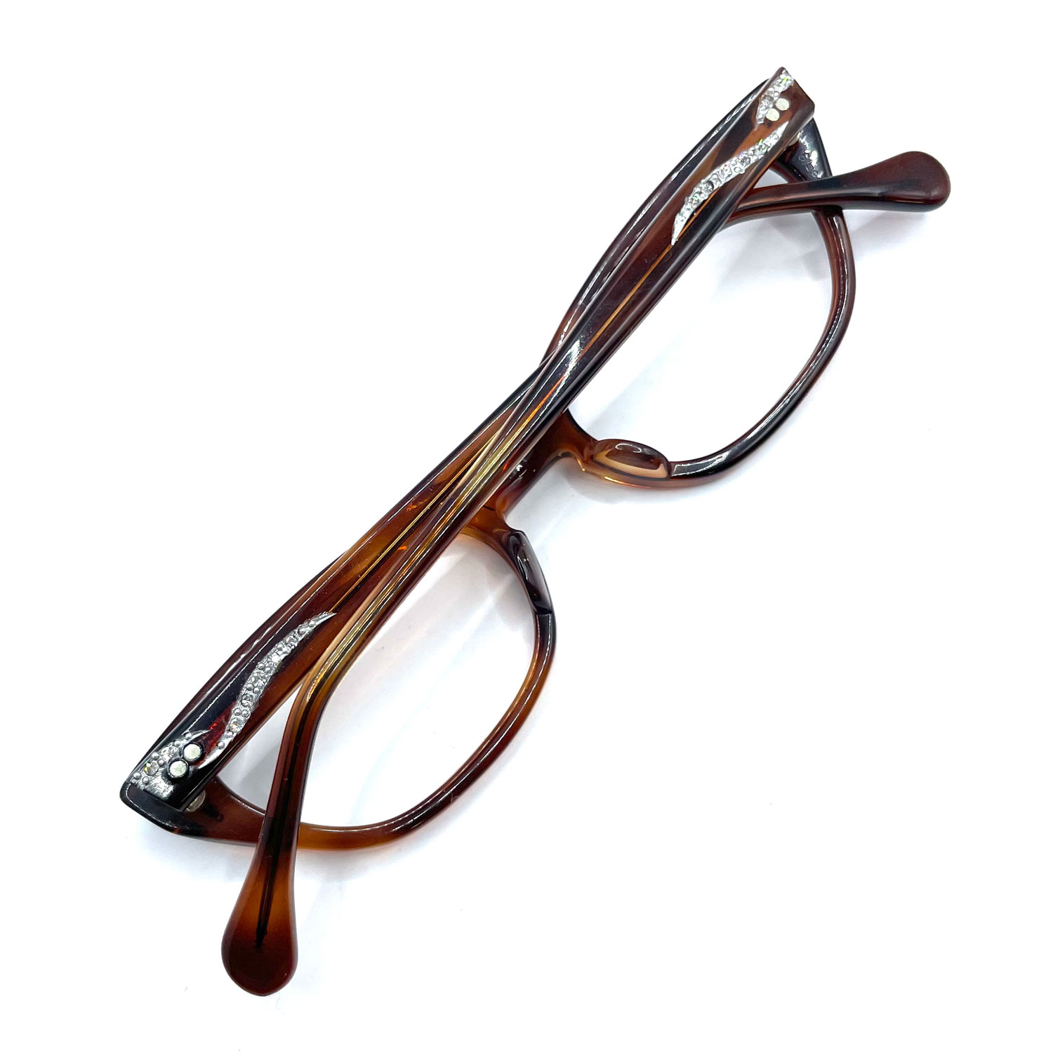 Vintage 1950s rhinestone studded cat eye eyeglasses
