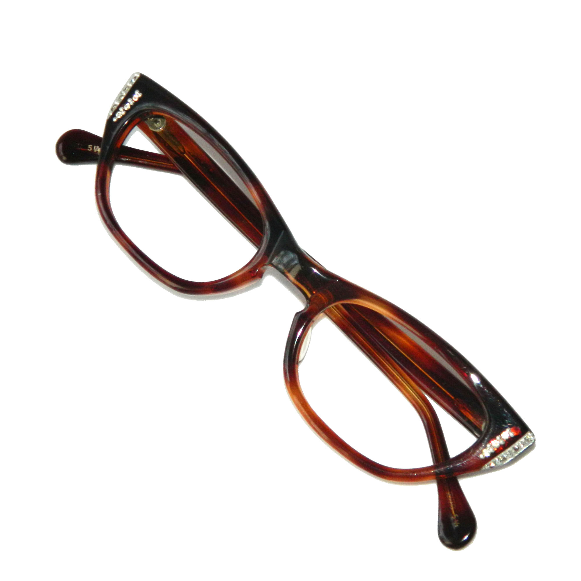 Vintage 1950s rhinestone studded cat eye eyeglasses
