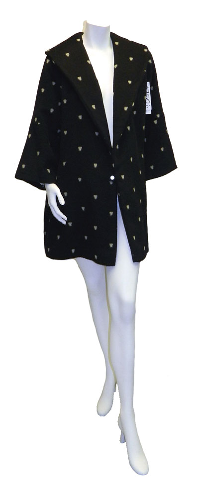 1950's black and white wool swing coat