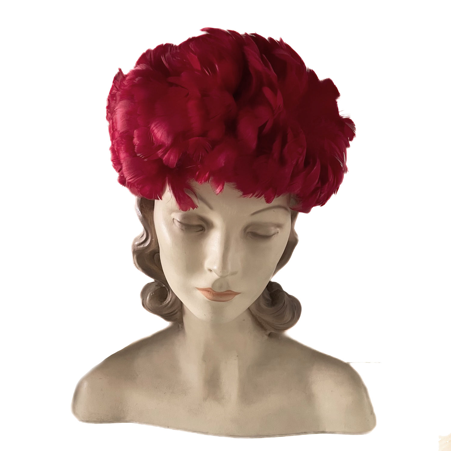 1960s red feather hat