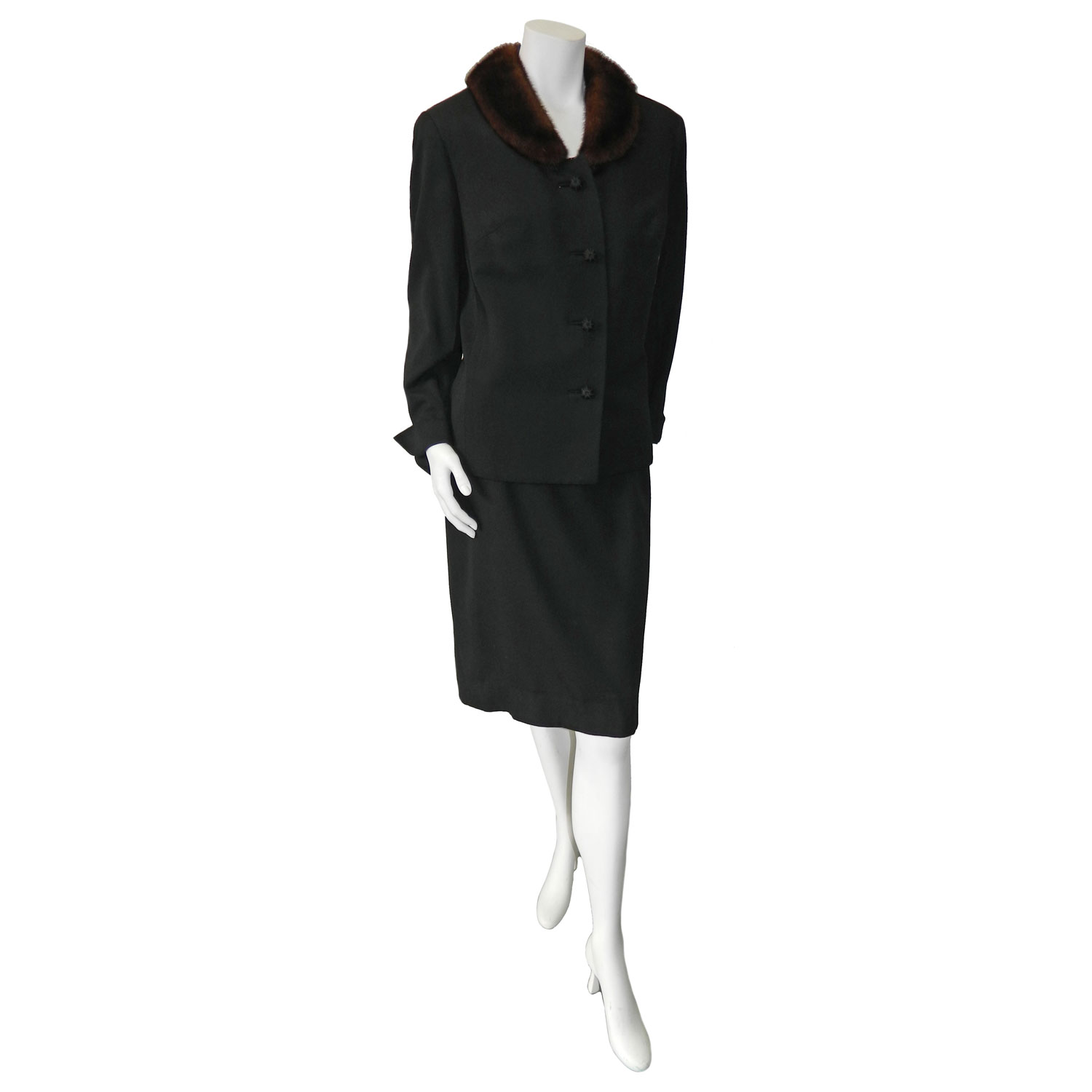 Womens black gabardine suit