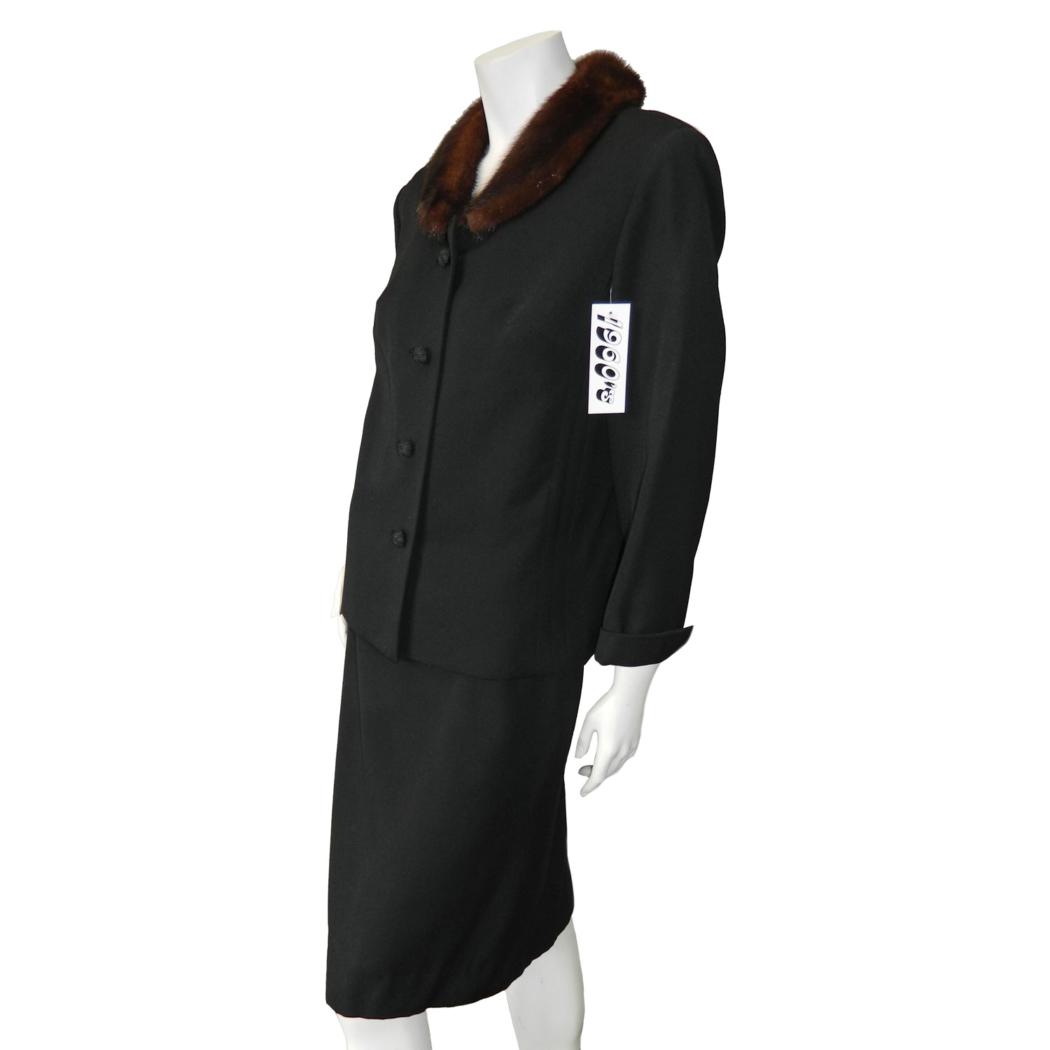 Womens black gabardine suit