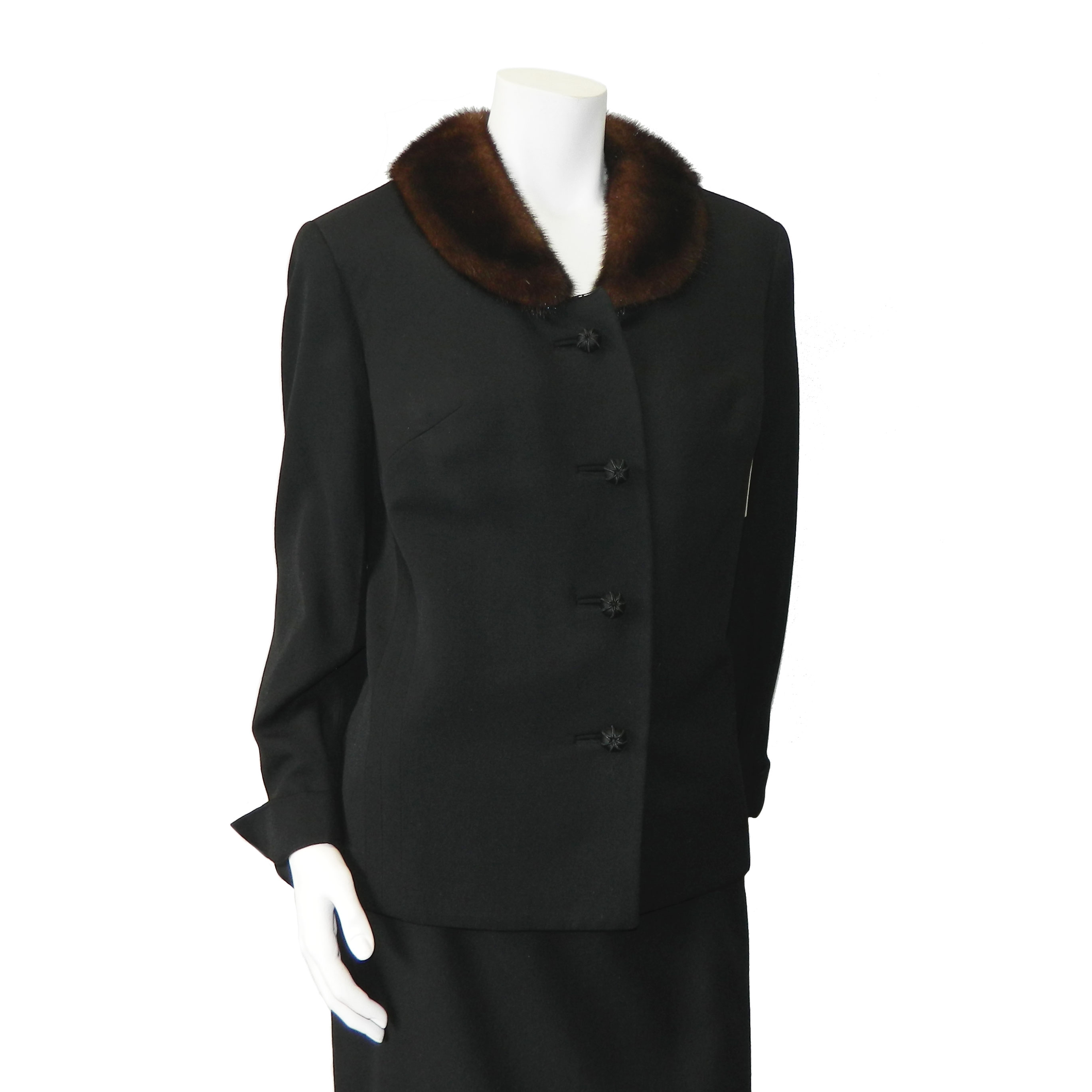 Womens black gabardine suit