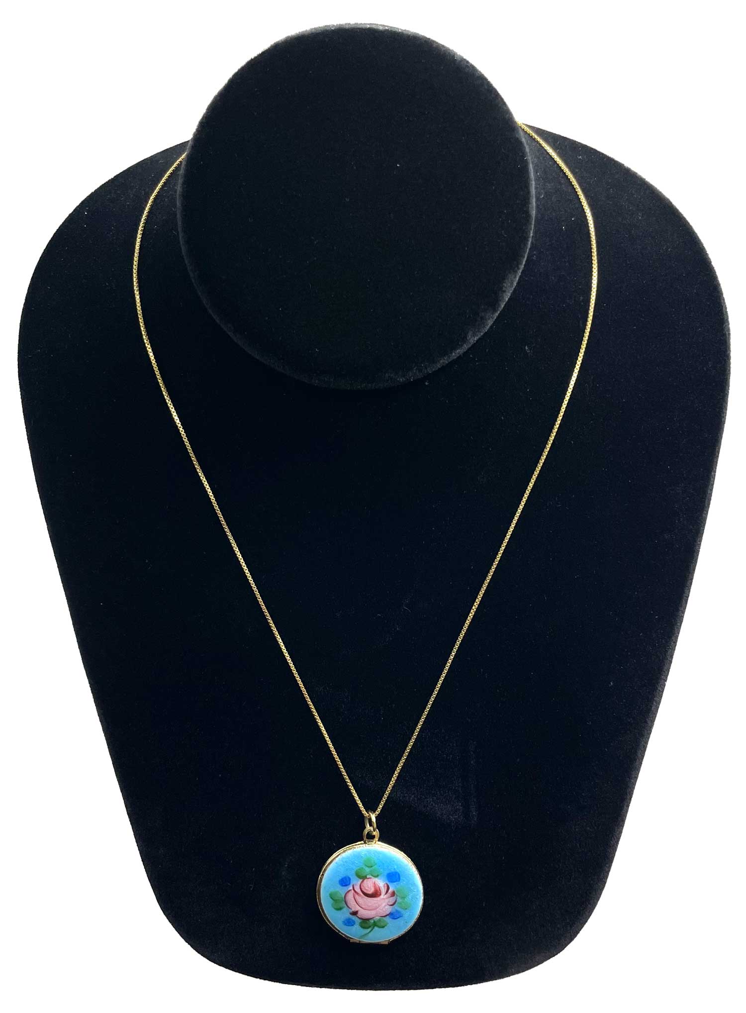 Vintage enameled locket necklace