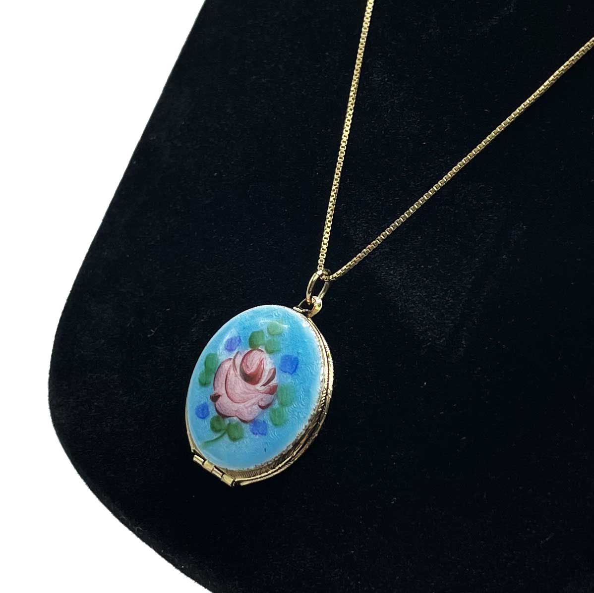 Vintage enameled locket necklace