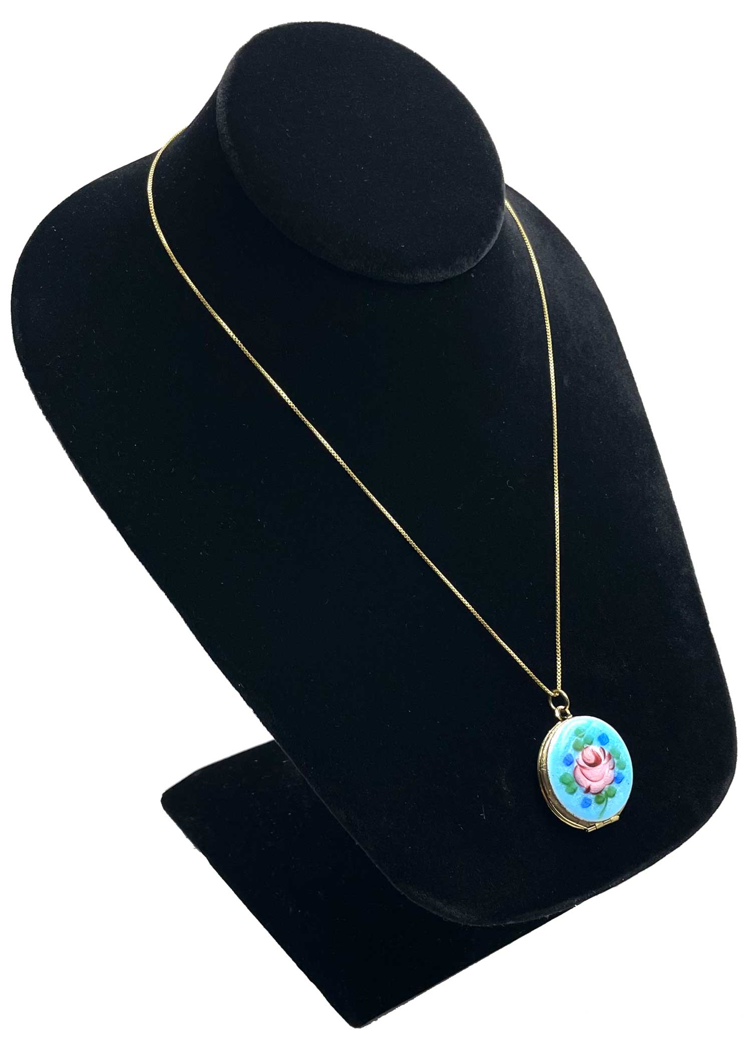 Vintage enameled locket necklace