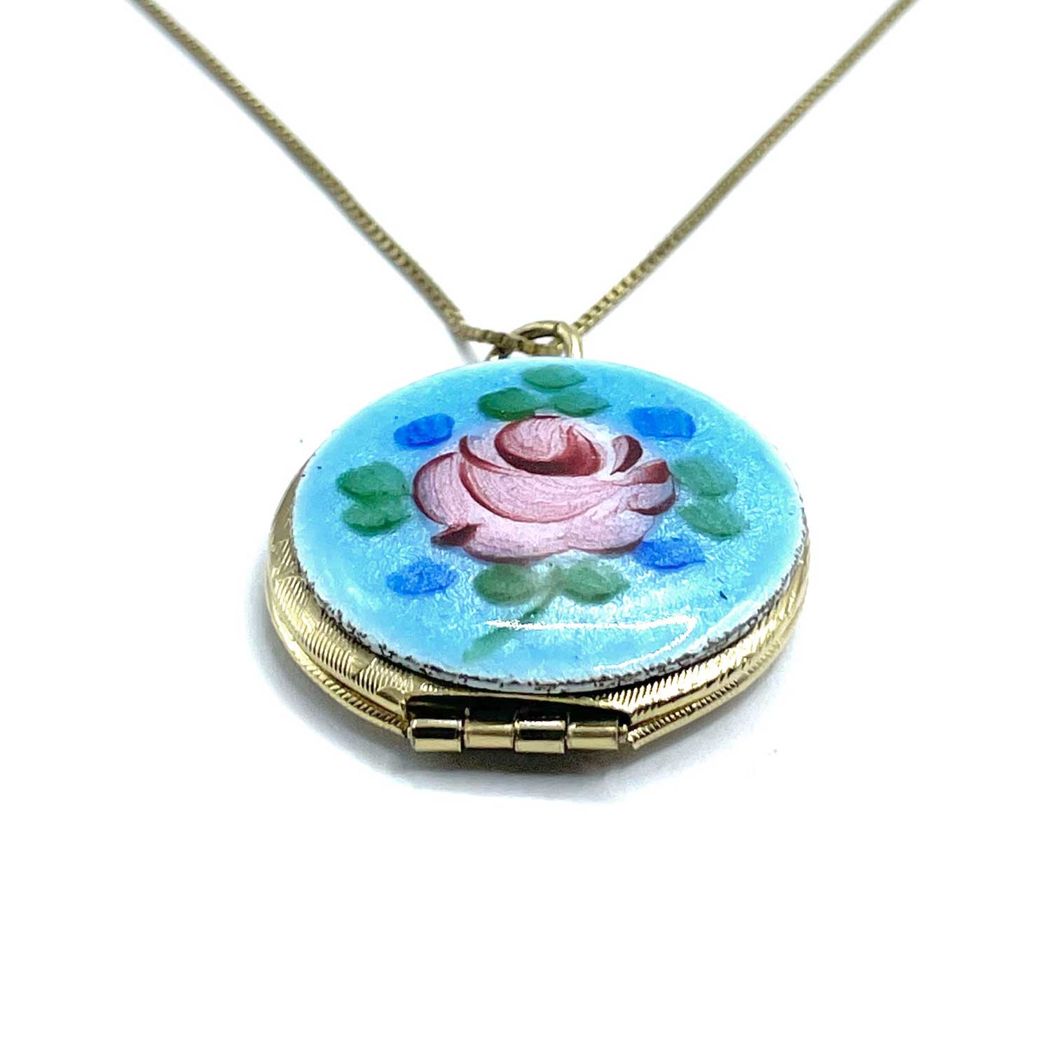 Vintage enameled locket necklace