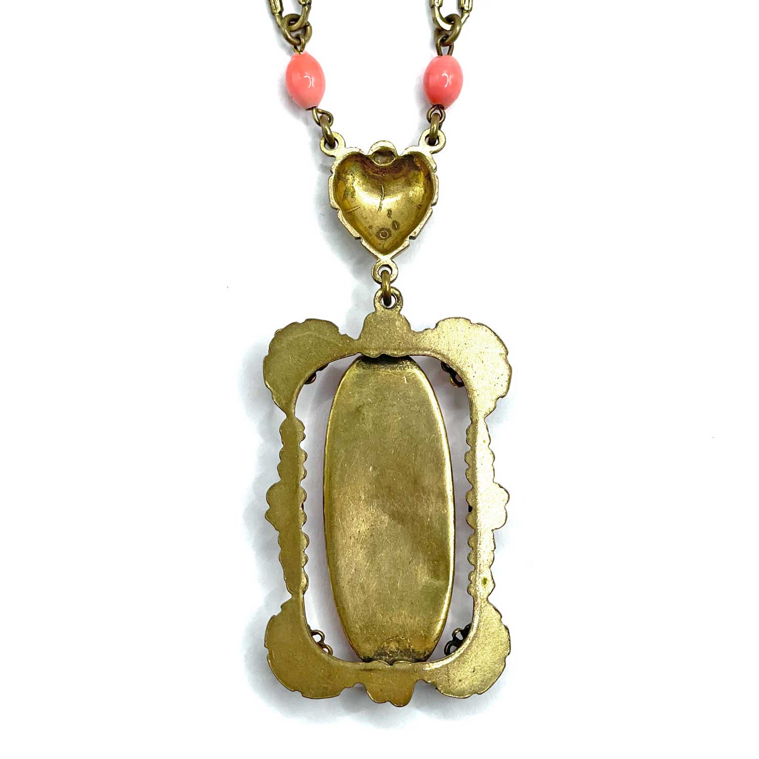 Vintage Art Deco Faux Coral Pendant Necklace