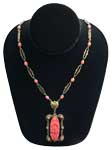 Antique faux coral pendant necklace