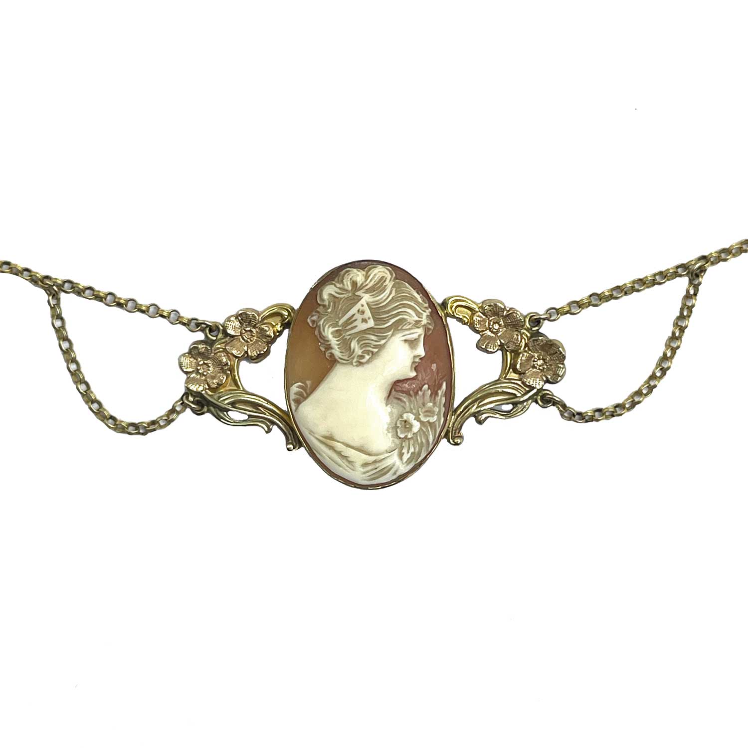Art nouveau cameo pendant necklace