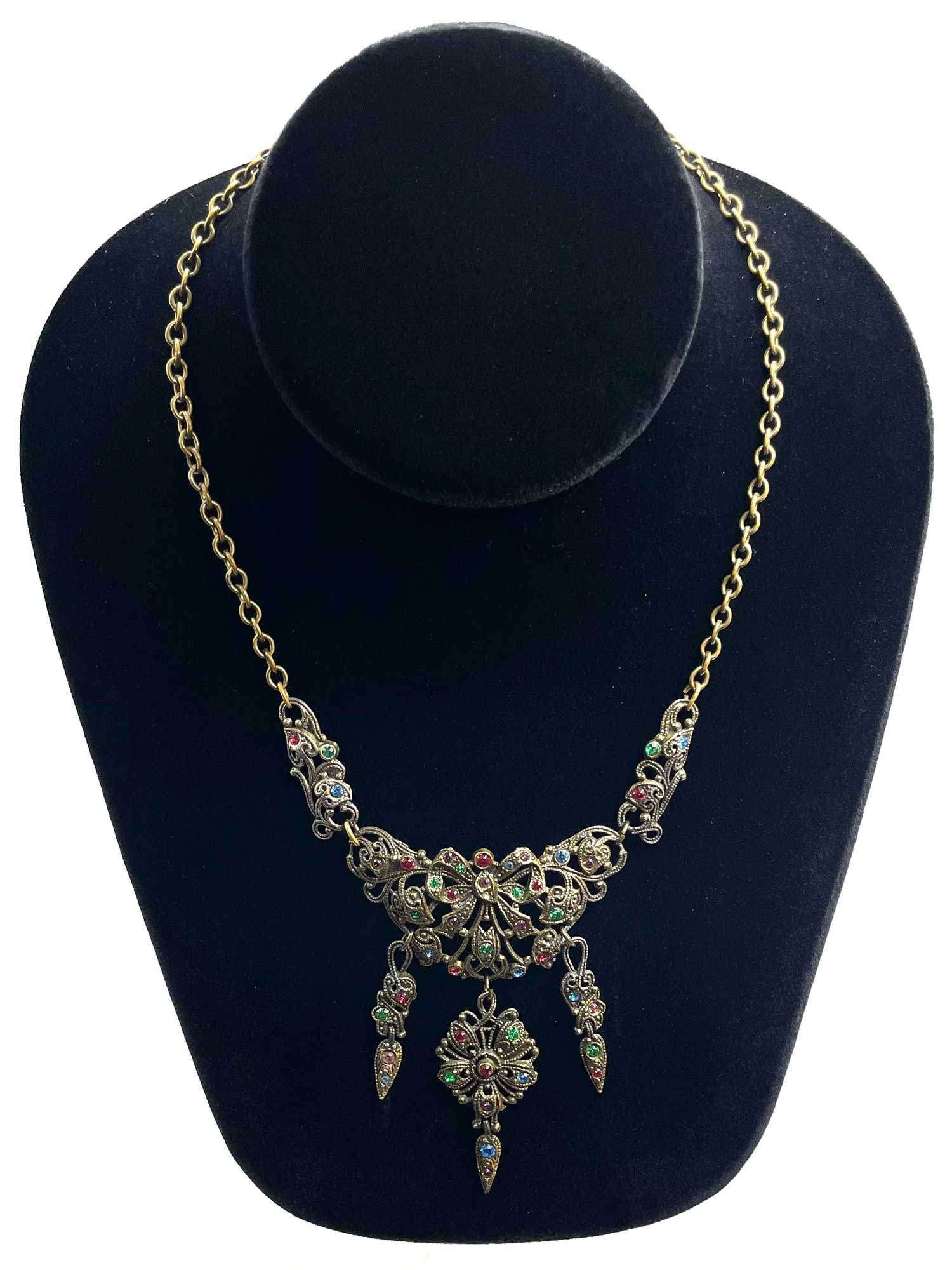 1930s Multi Color Rhinestone Necklace