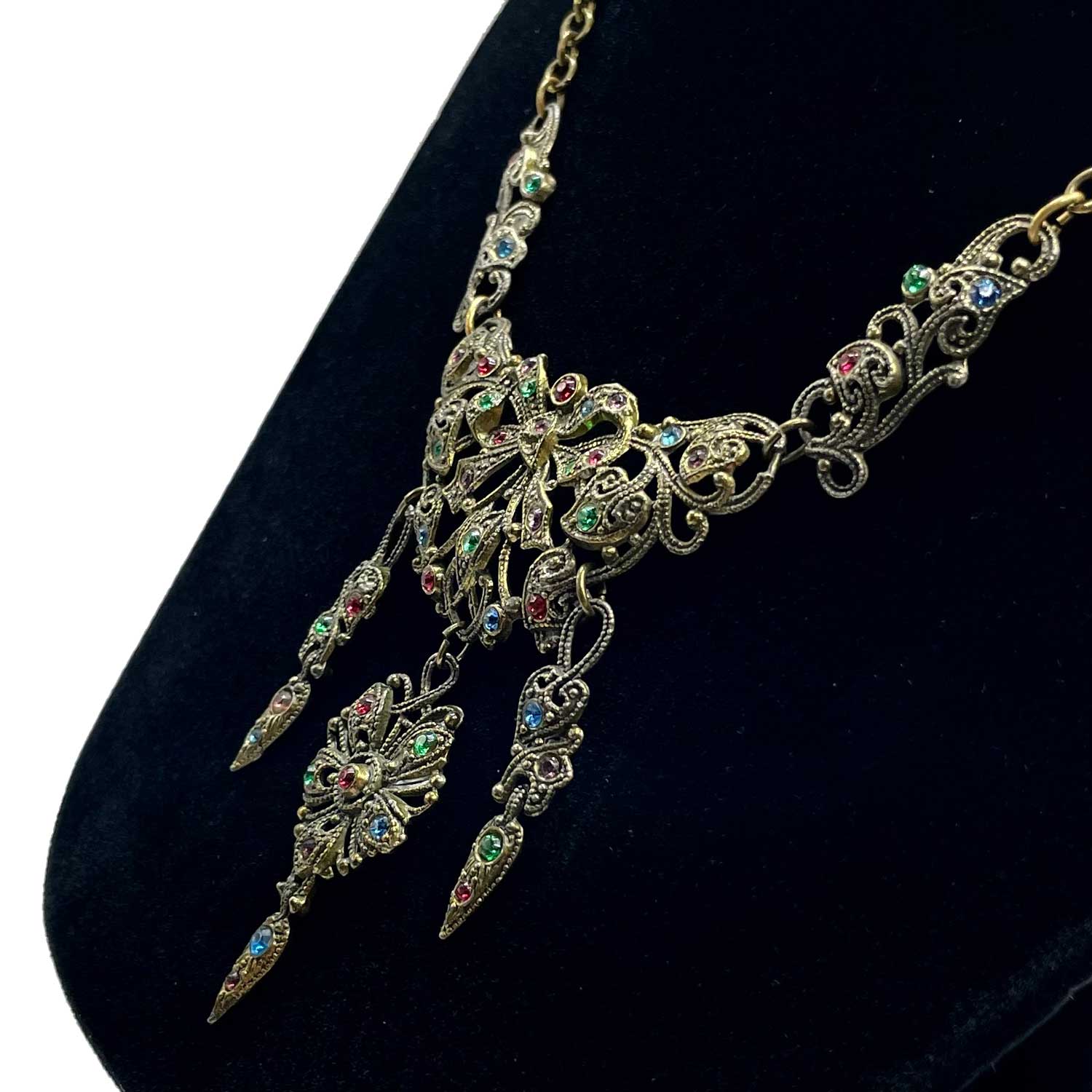 1930s Multi Color Rhinestone Necklace