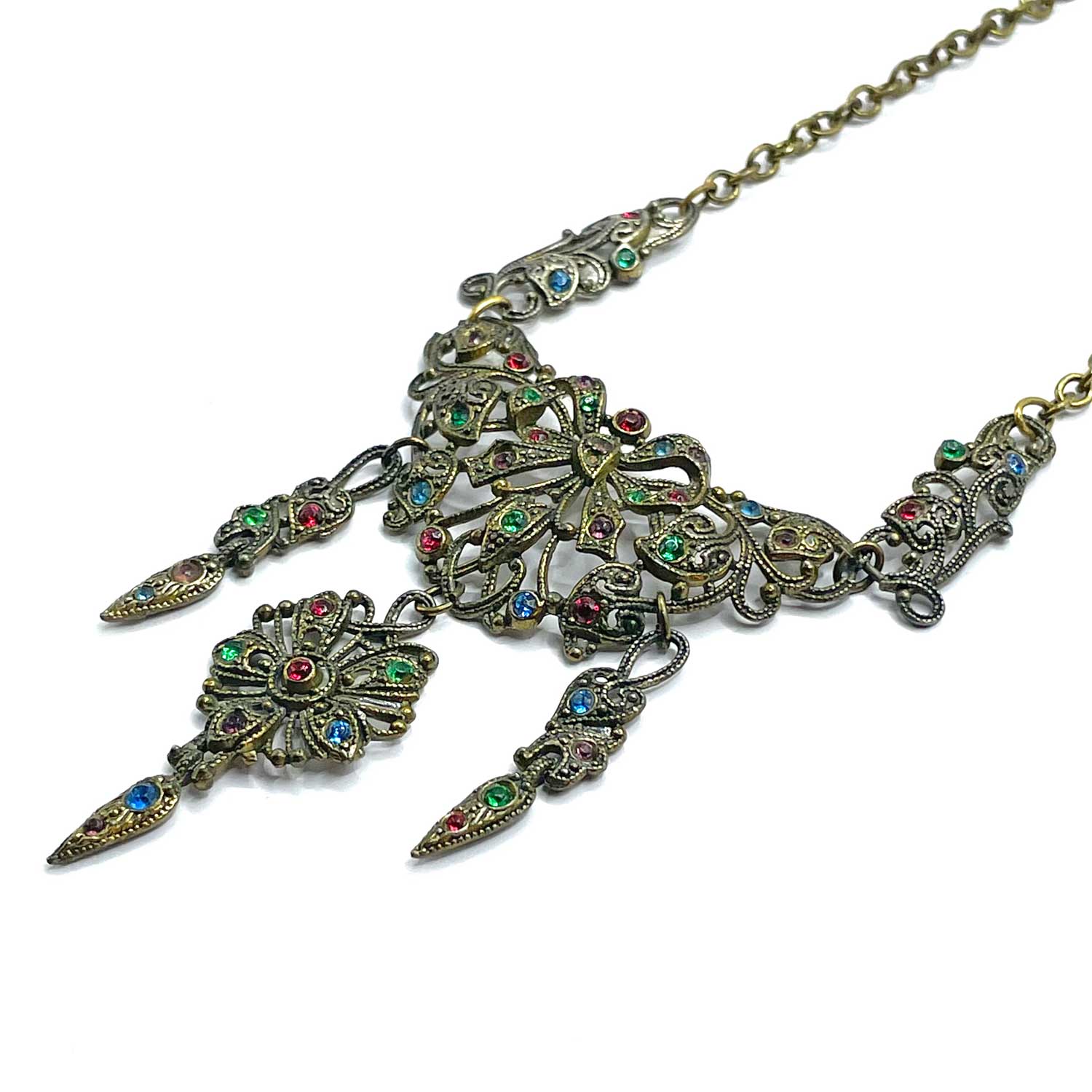 1930s Multi Color Rhinestone Necklace