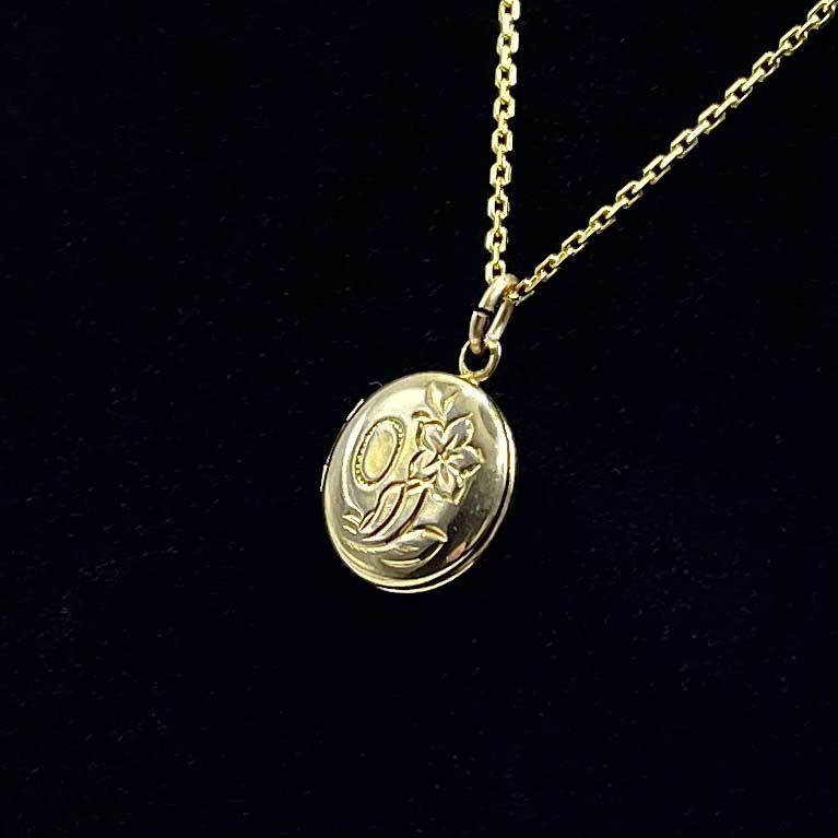 Tiny vintage locket pendant necklace