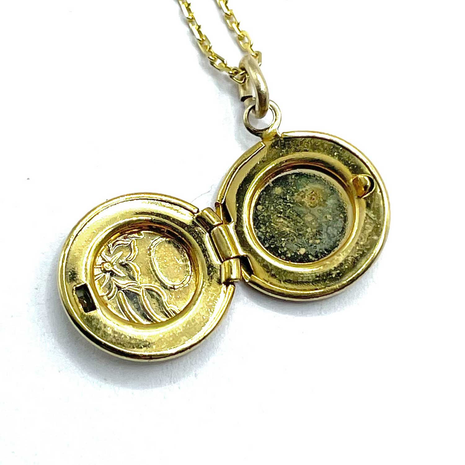 Tiny vintage locket pendant necklace