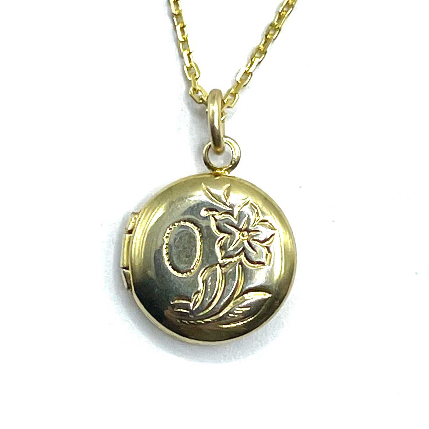 Tiny vintage locket pendant necklace