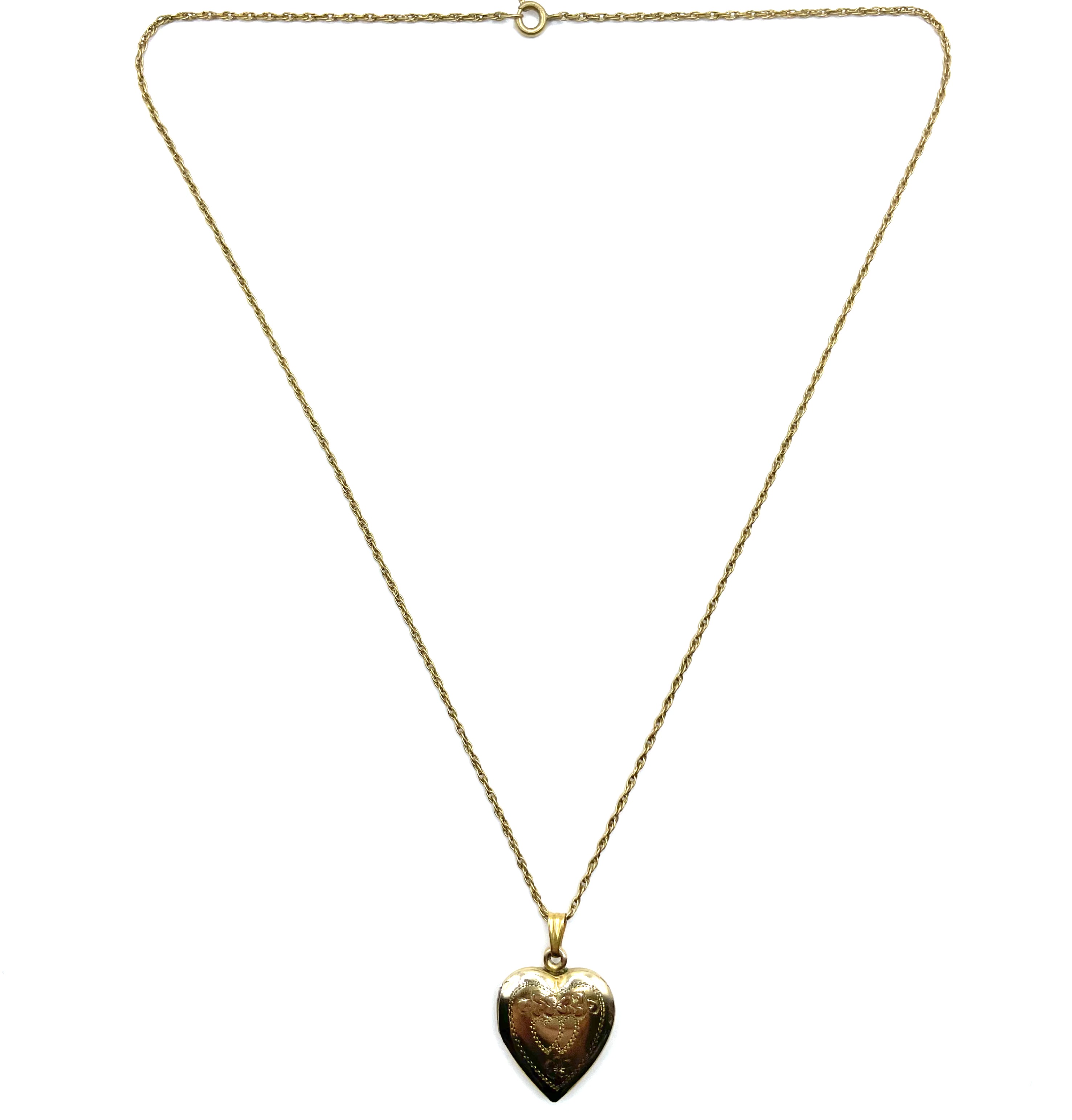 Antique heart locket pendant necklace