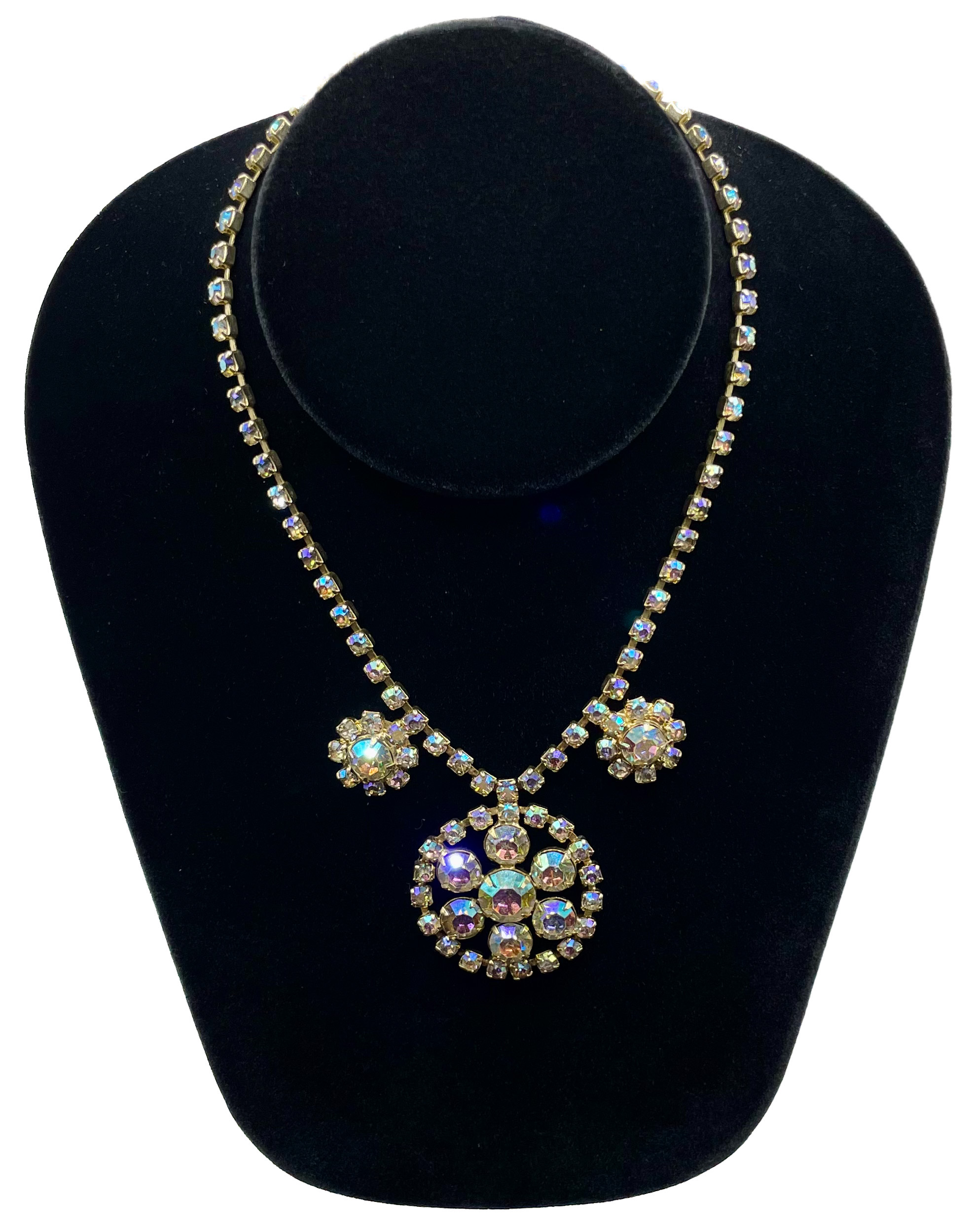 1950s Aurora Borealis rhinestone necklace