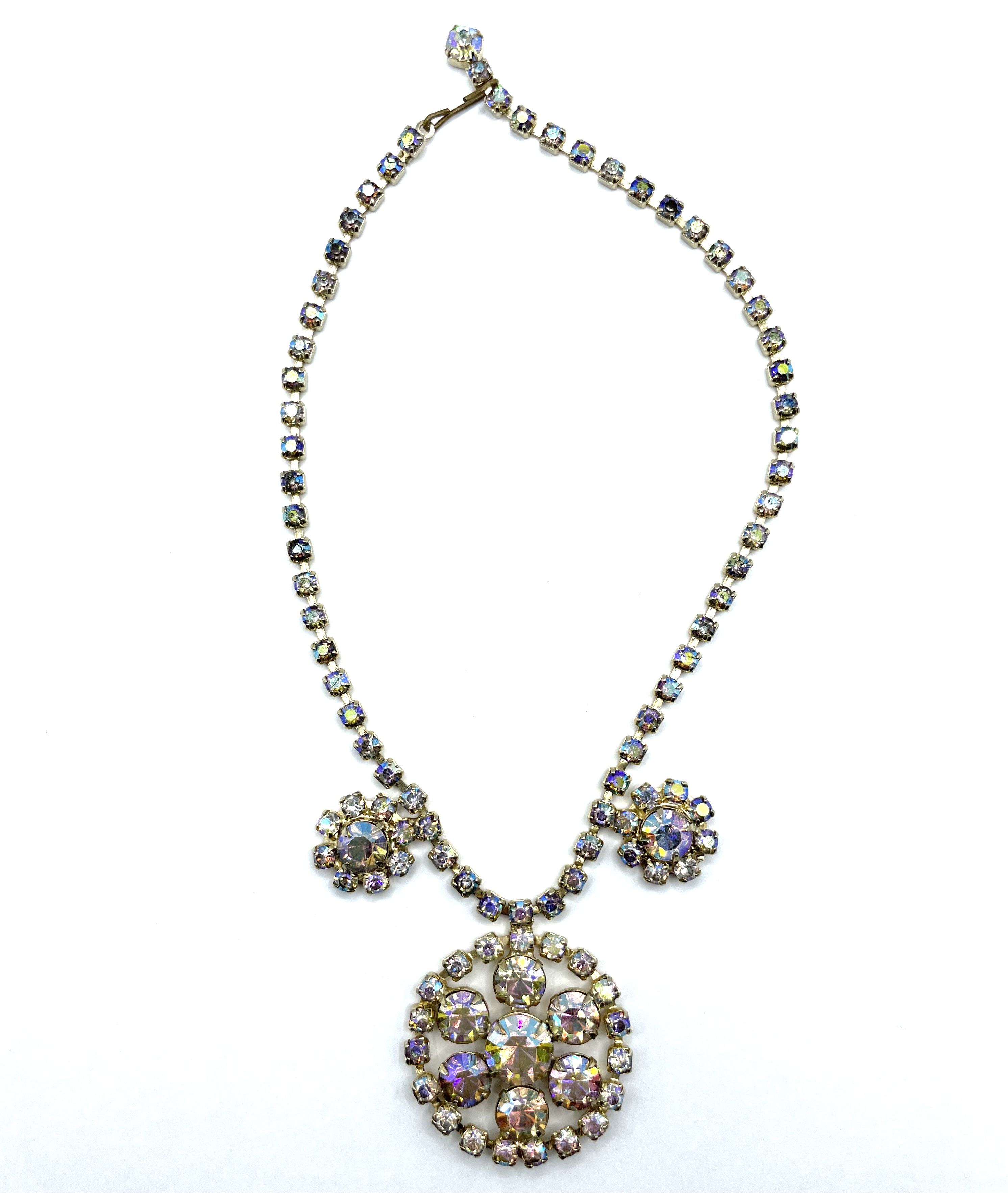 1950s Aurora Borealis rhinestone necklace