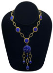 Antique indigo blue glass bead necklace