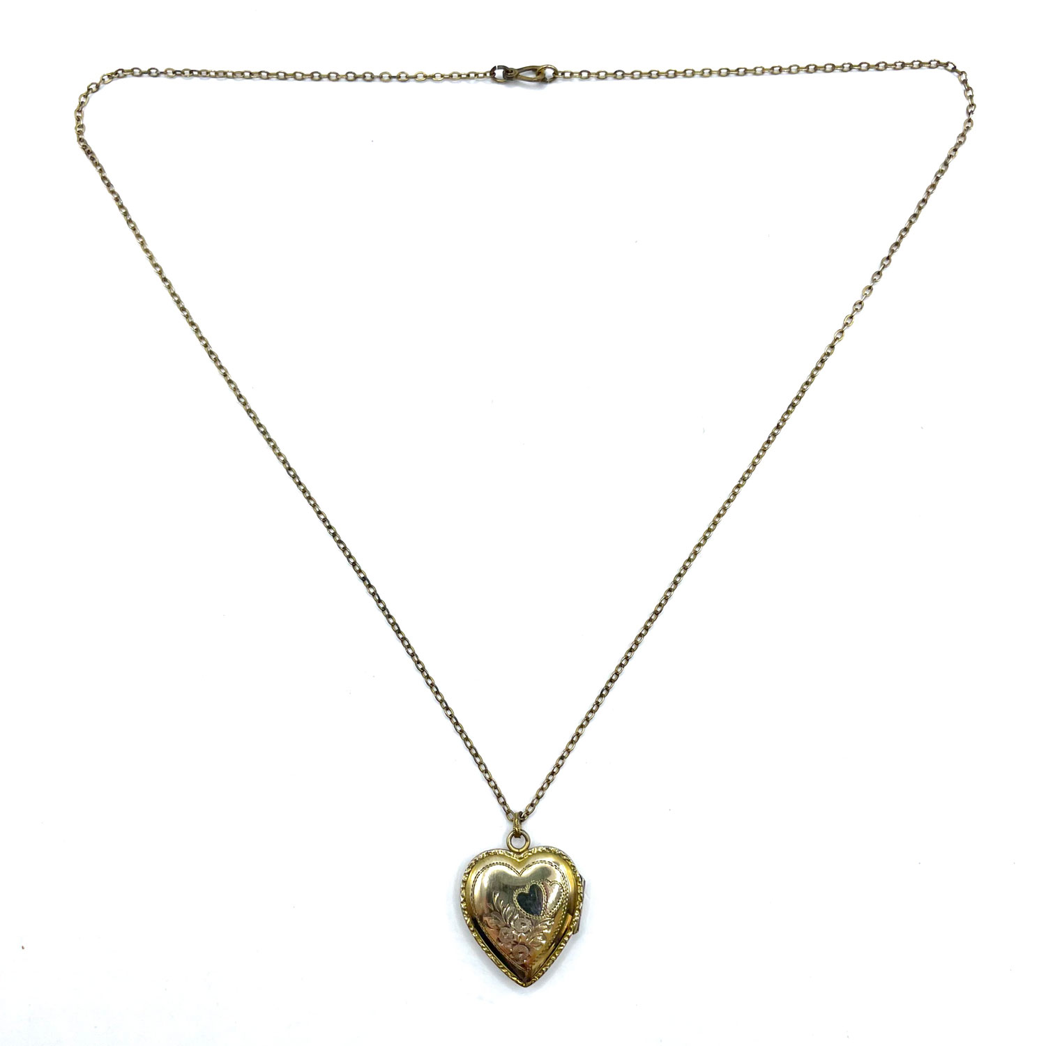 Antique heart locket pendant necklace