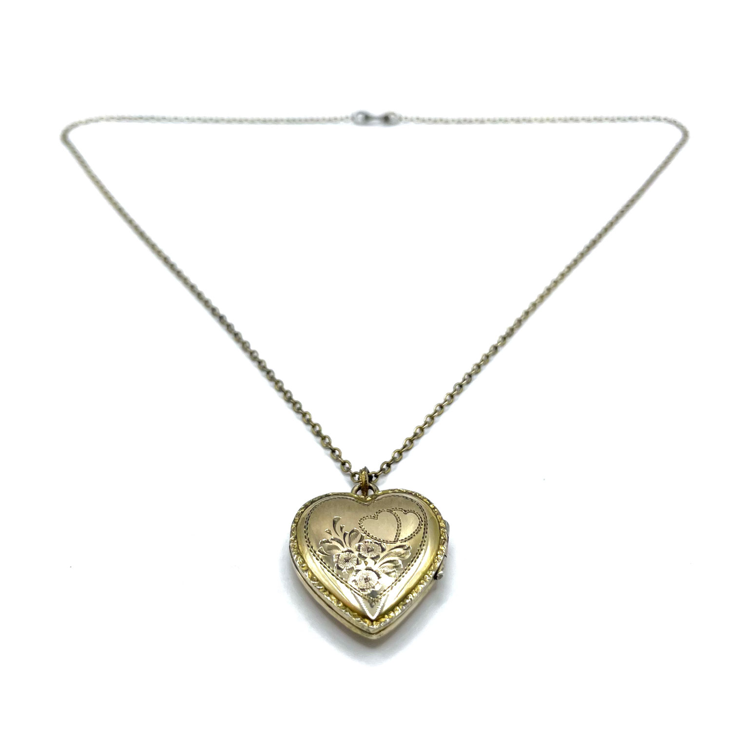 Antique heart locket pendant necklace