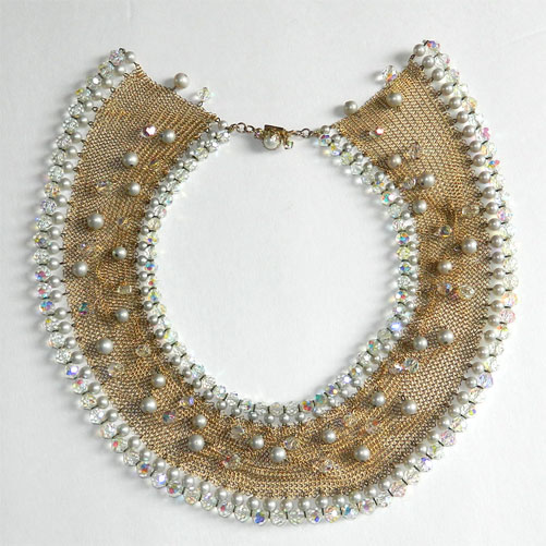 1950's aurora borealis crystal collar necklace