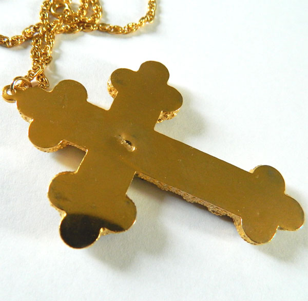 Italian micromosaic cross pendant necklace