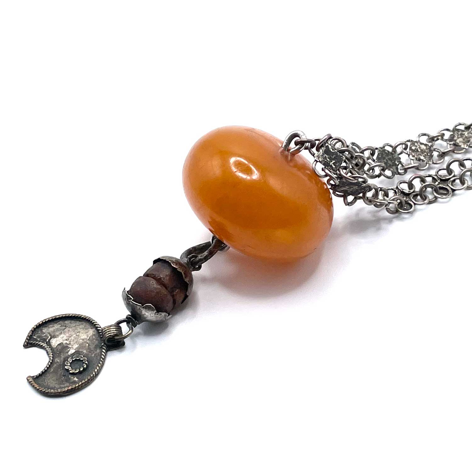Indian amber bakelite pendant necklace