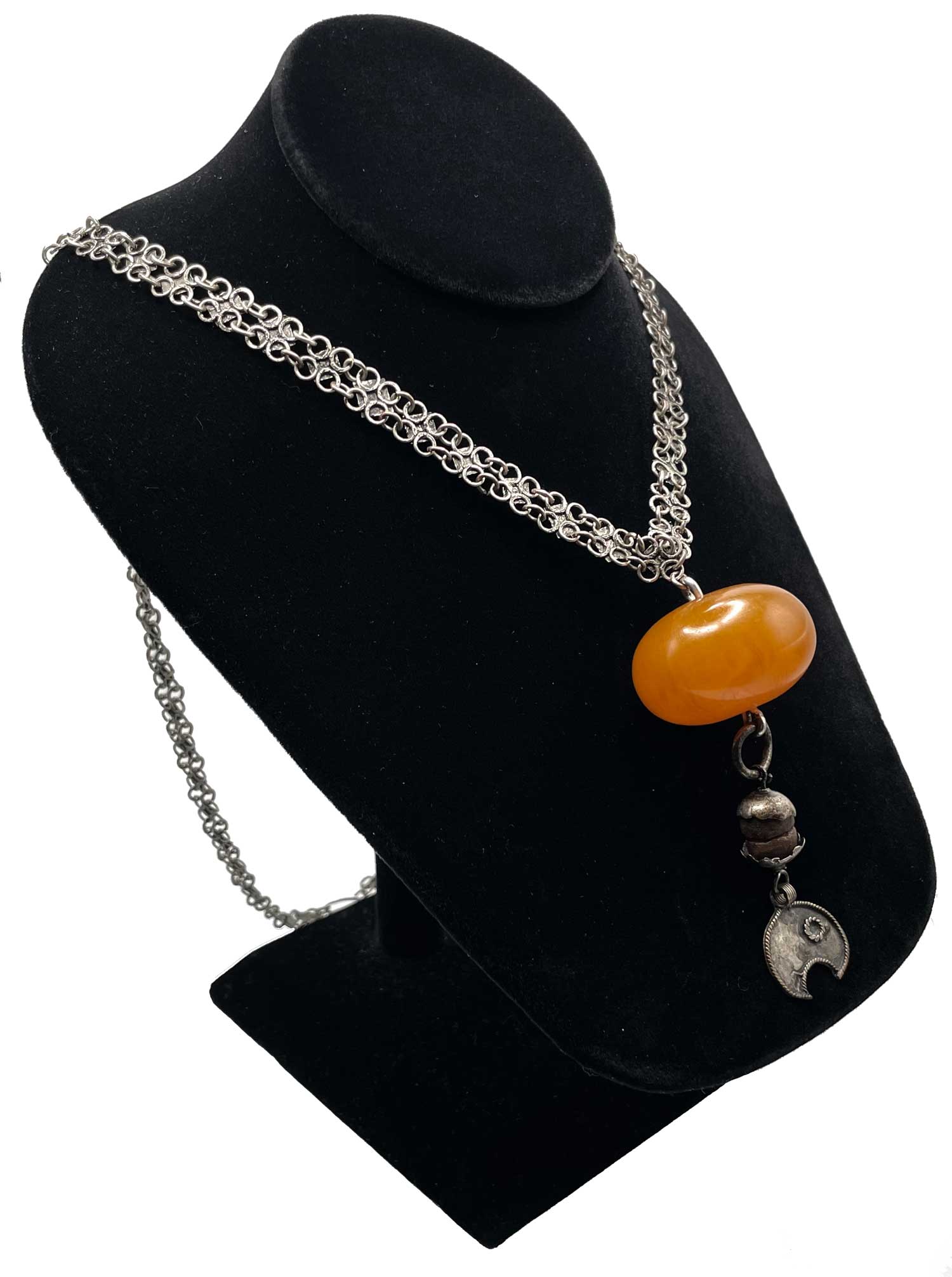 Indian amber bakelite pendant necklace