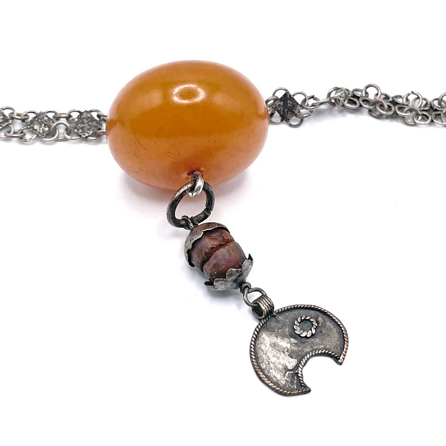 Indian amber bakelite pendant necklace