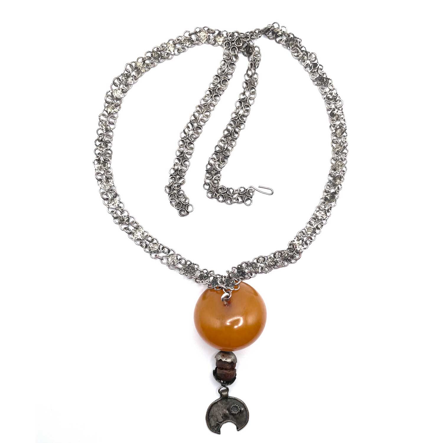 Indian amber bakelite pendant necklace