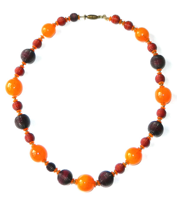 Art deco orange bead necklace