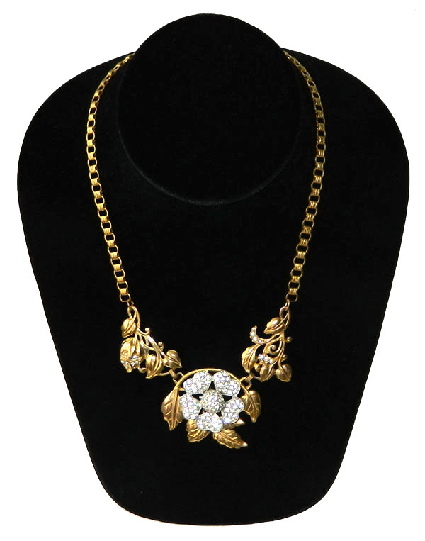 1930's floral rhinestone necklace