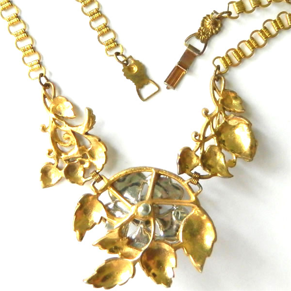 1930's floral rhinestone necklace