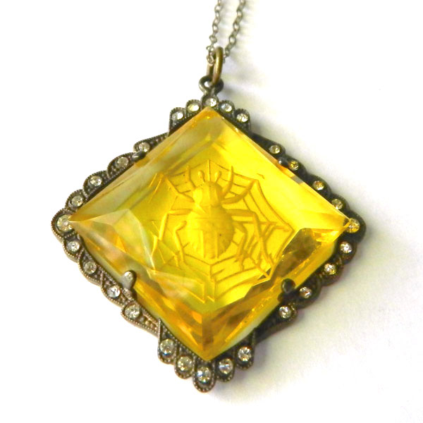 1920's Czechoslovakian spider web pendant necklace