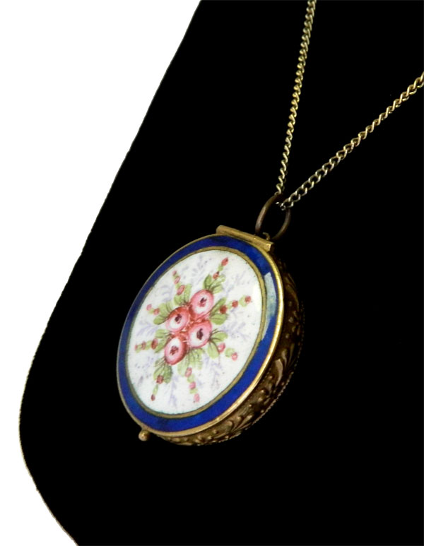 Antique enameled pendant necklace