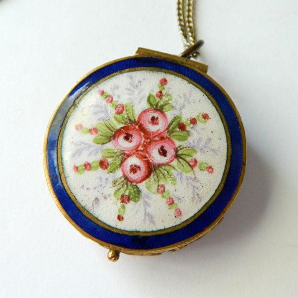 Antique enameled pendant necklace