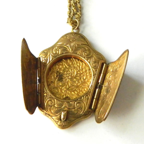 Vintage double door locket necklace