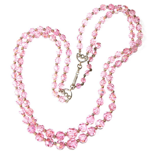 Pink aurora borealis crystal necklace