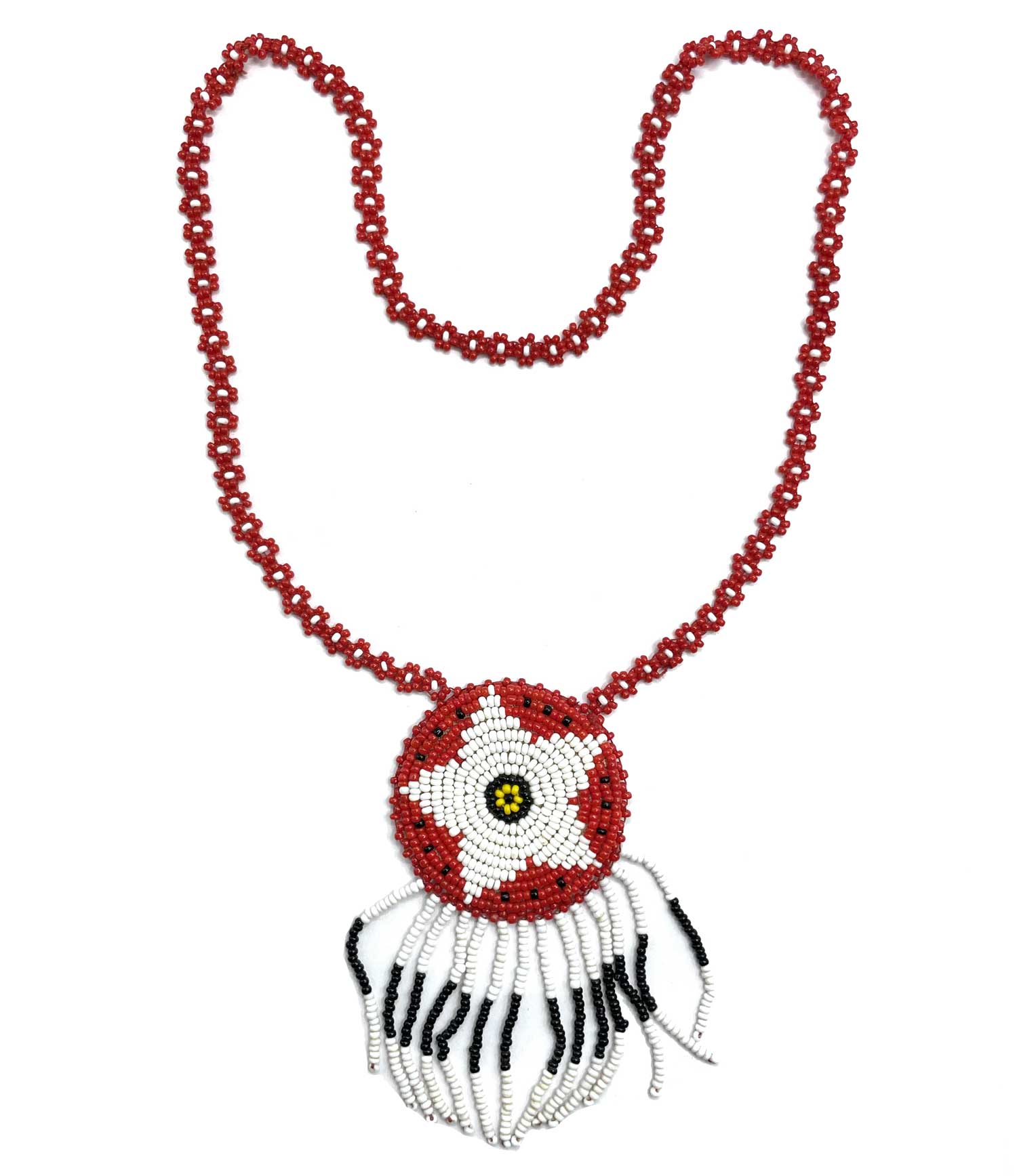 Native beadwork pendant necklace