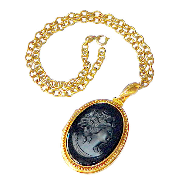 Cameo locket necklace