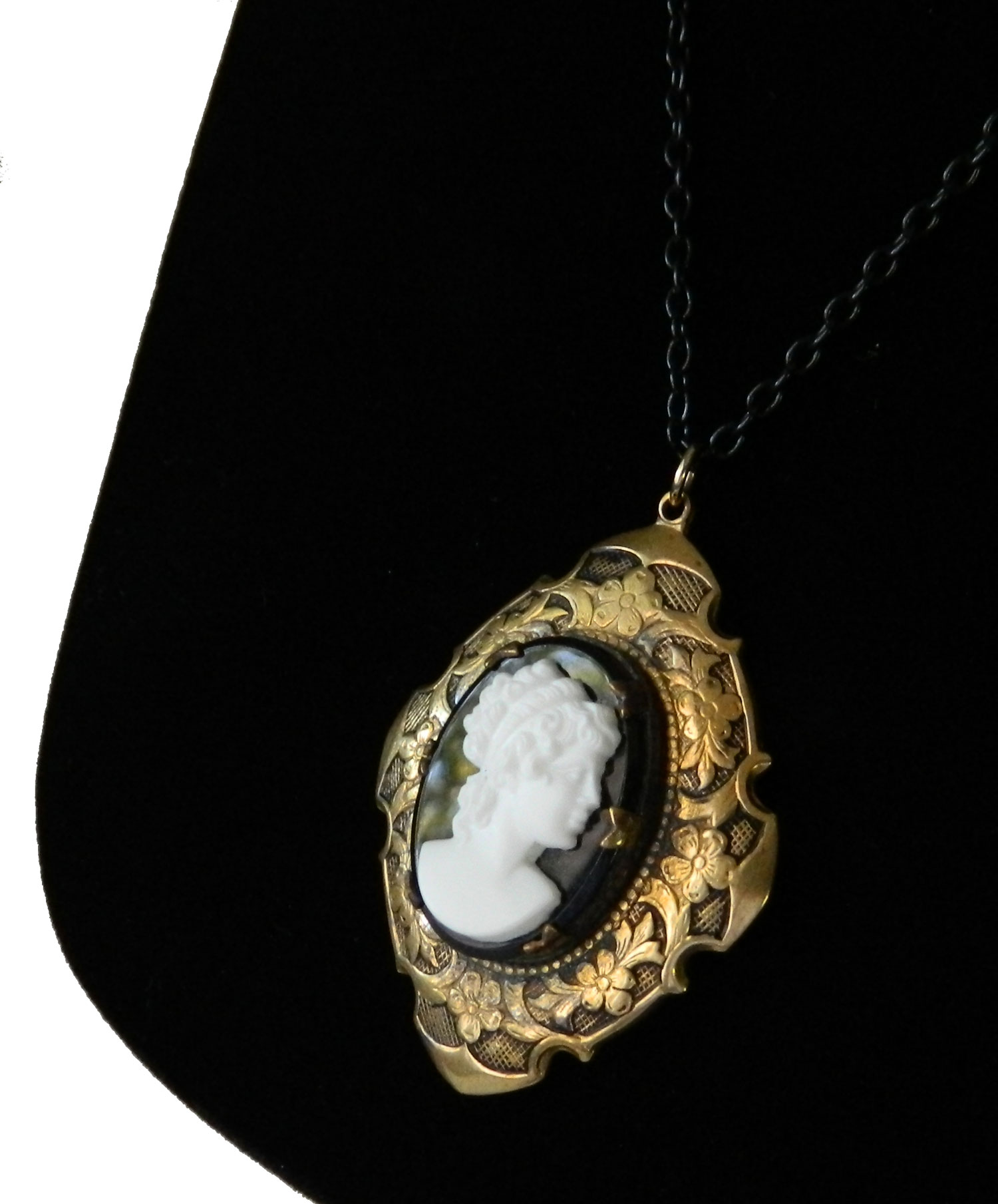 Cameo locket necklace