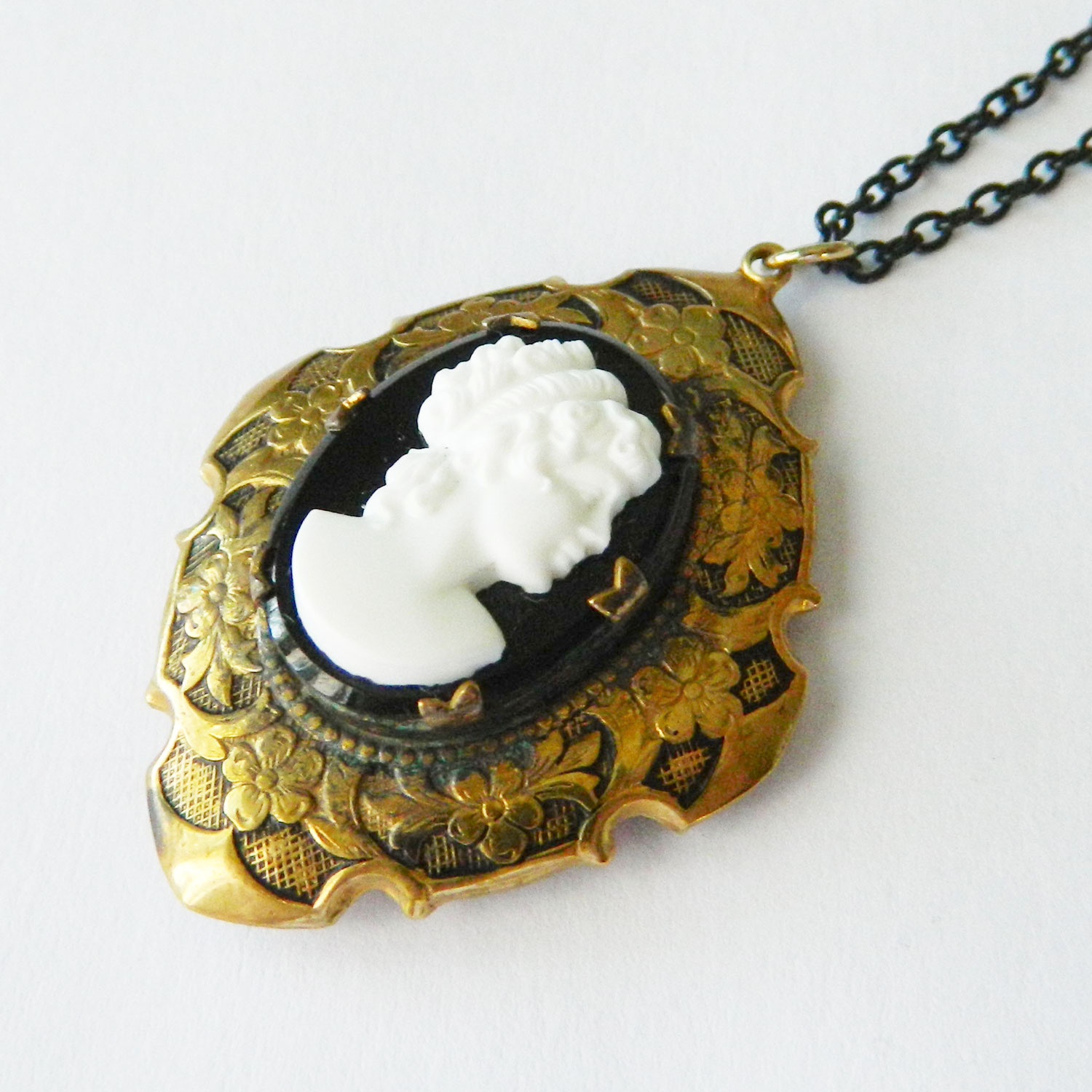 Cameo locket necklace